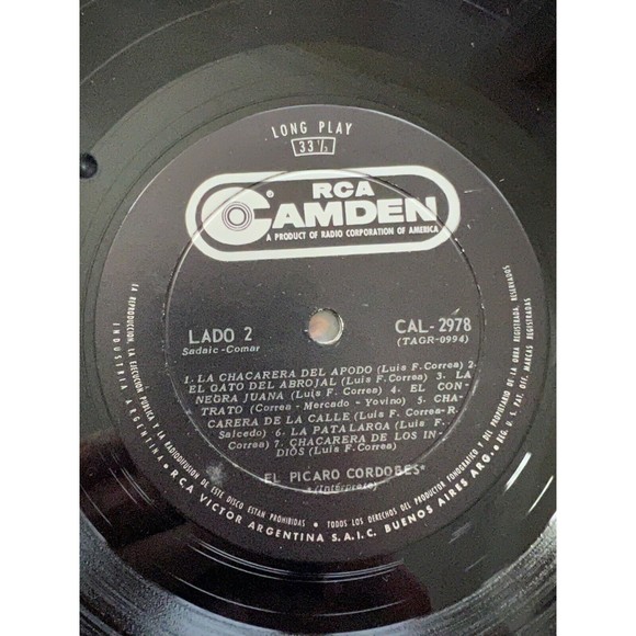 Luis Fernando Correa El Picaro Cordobes LP RCA Camden CAL-2978 Import Argentina - Picture 7 of 7